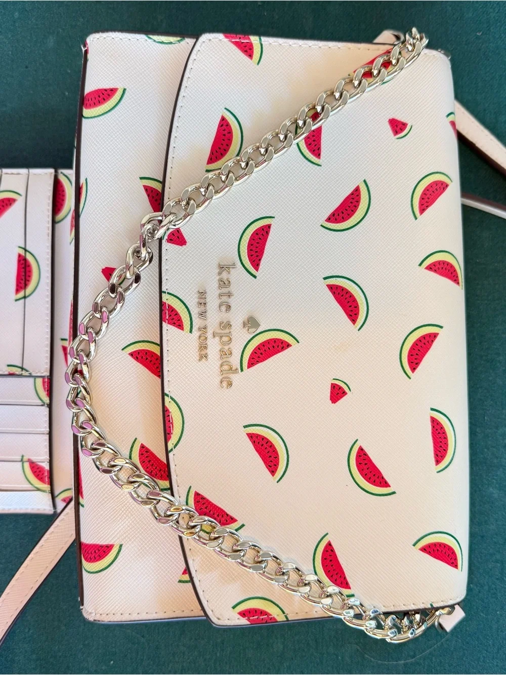 kate spade White Watermelon Print Crossbody Purse with Matching Wallet